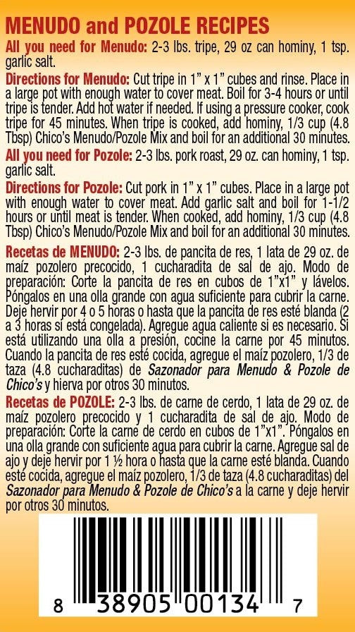 CHICO'S MENUDO/POZOLE MIX - Hot